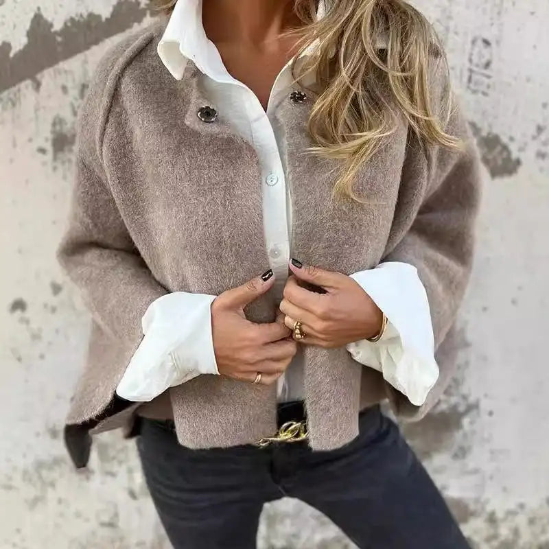 Celine™ Ullcardigan med rund hals og lange ermer